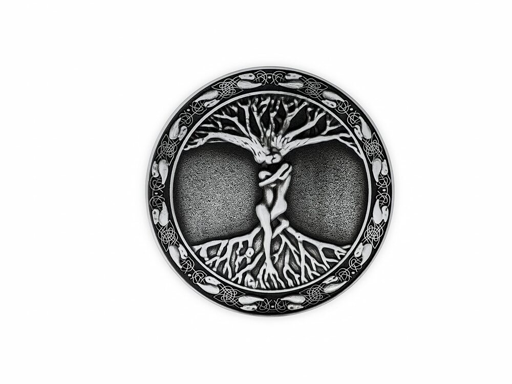2371 Celtic Tree Of Life Cowboy Round Circle Belt Buckle Stainless Steel